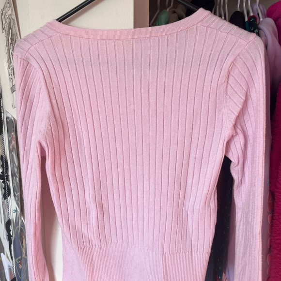 SHEIN Pink Ribbed Button-Up Top - Picture 5 of 5
